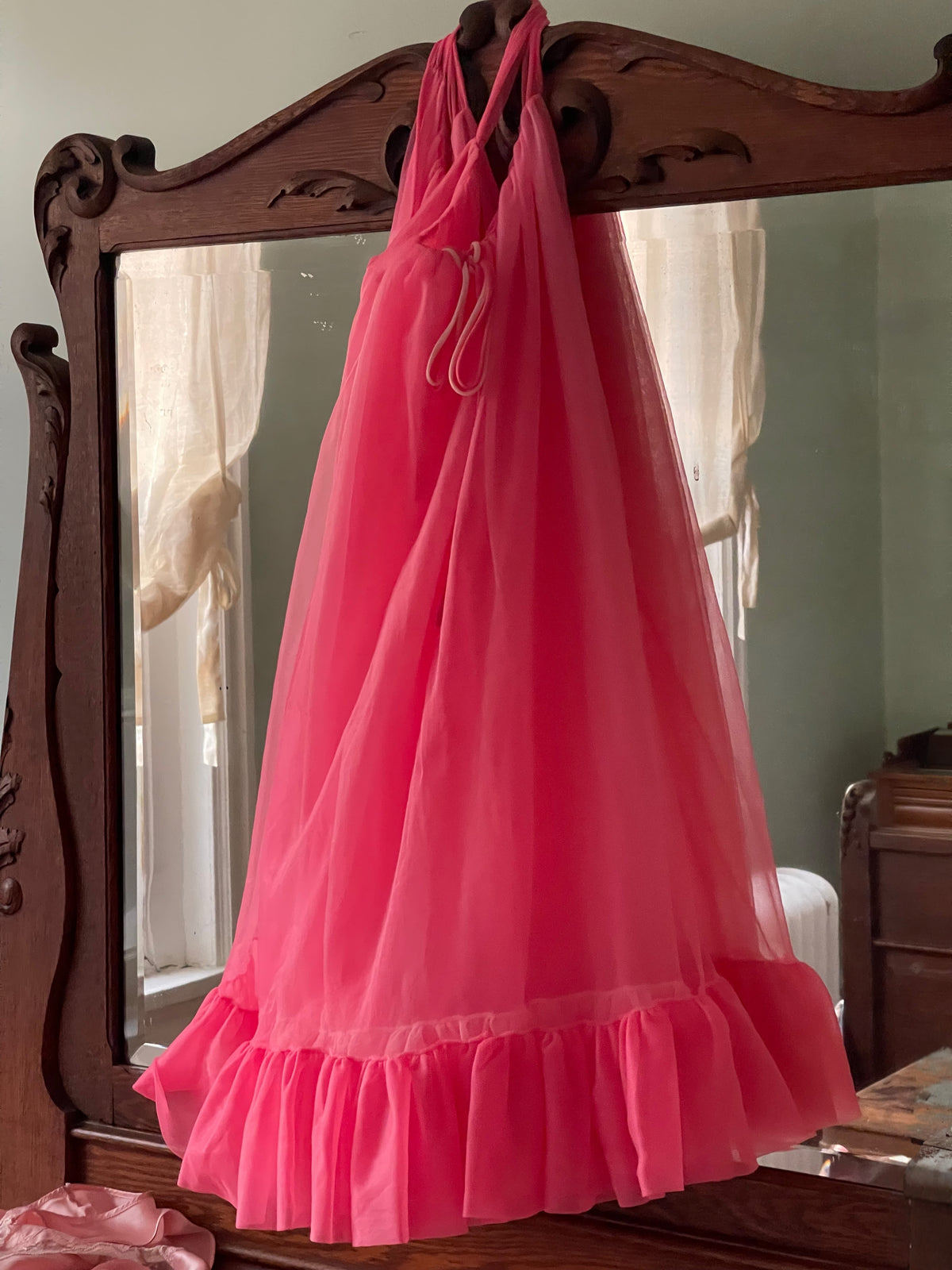 Vintage Pink Chiffon Dress Size S/M