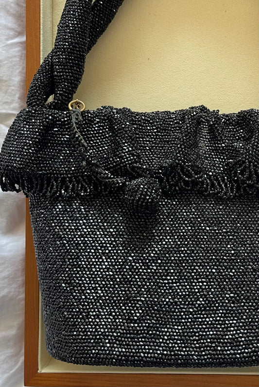 Black Beaded Vintage Purse