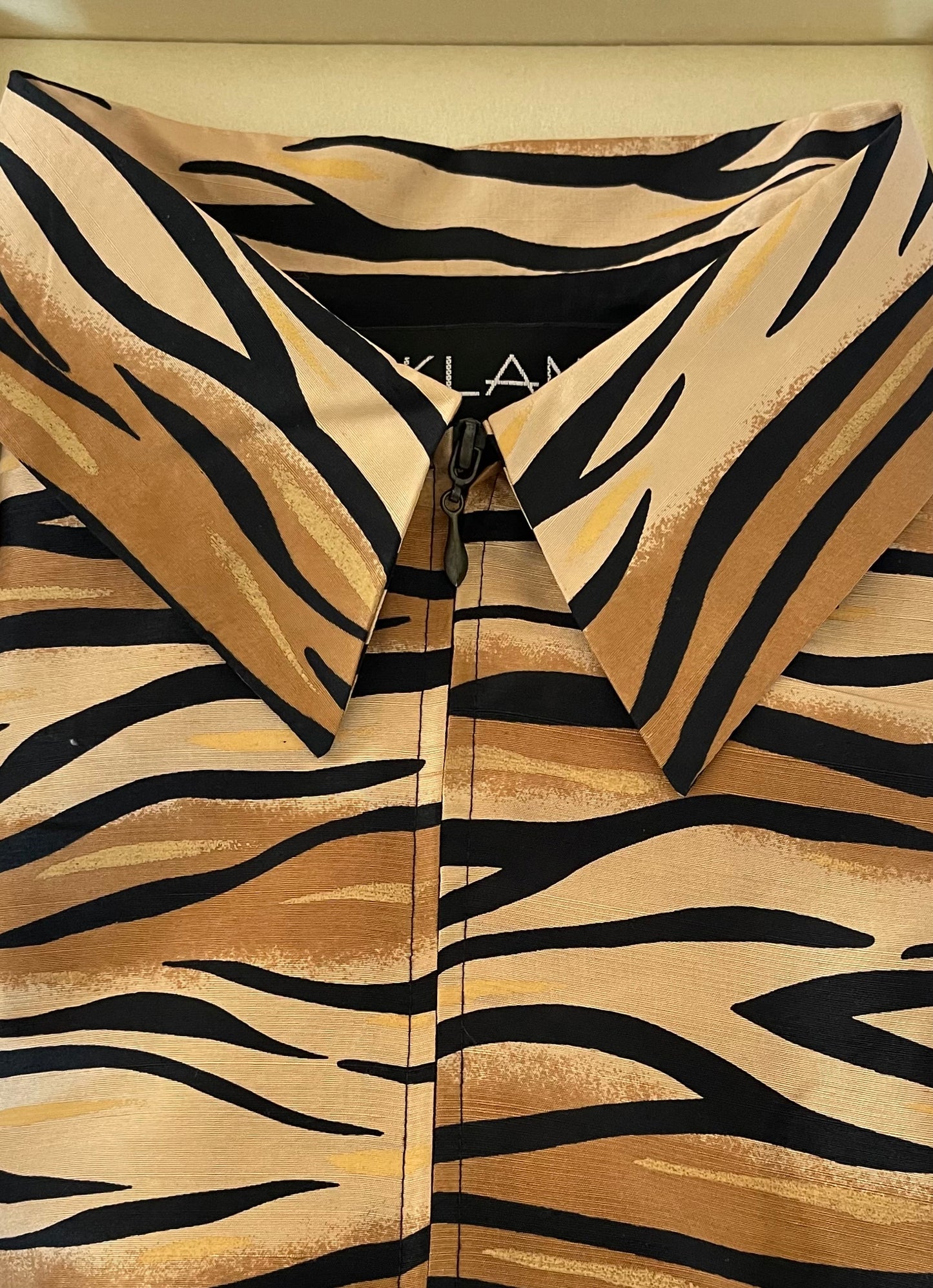 Zebra Silk Zip Up Top
