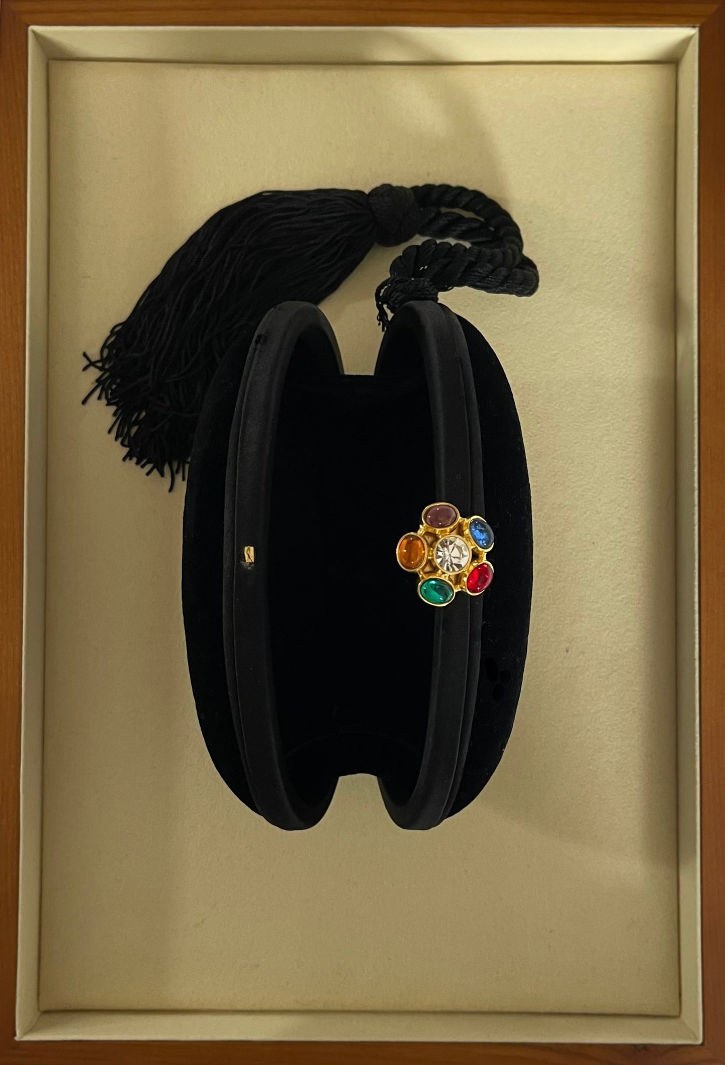 Velvet Clutch with Tassel and Jewel Details