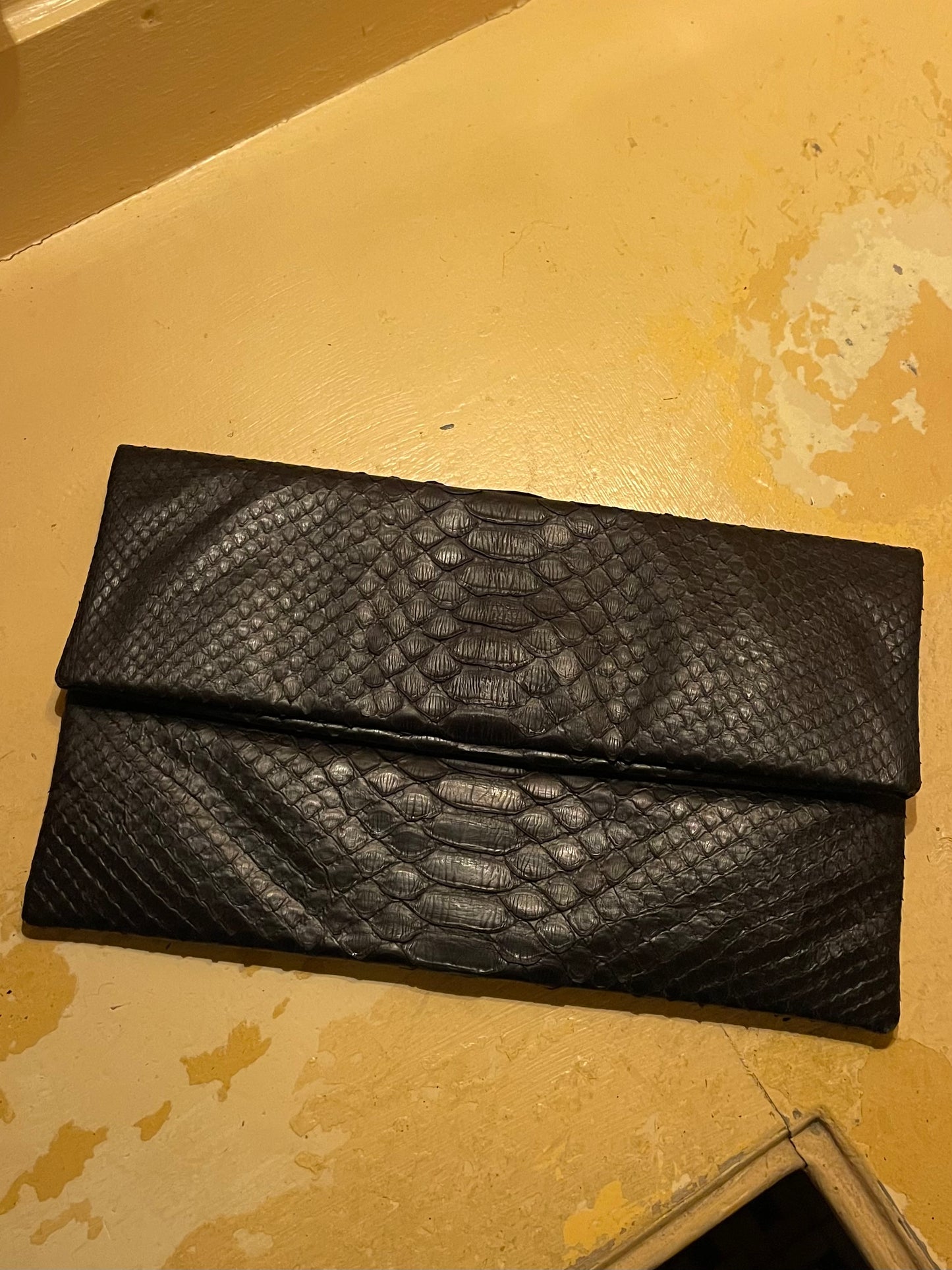 Vintage Black Snake Embossed Clutch