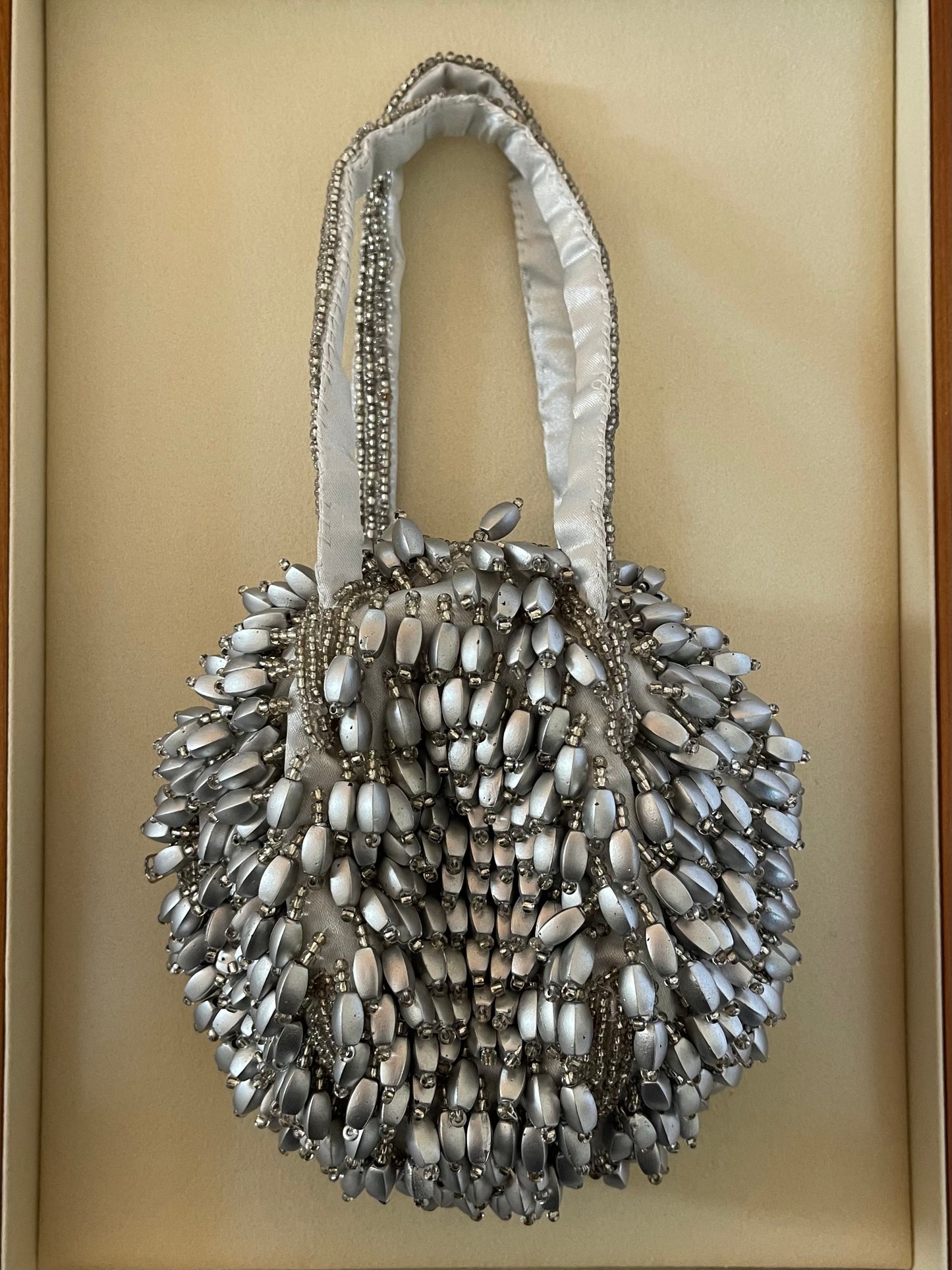 Vintage Silver Beaded Evening Bag