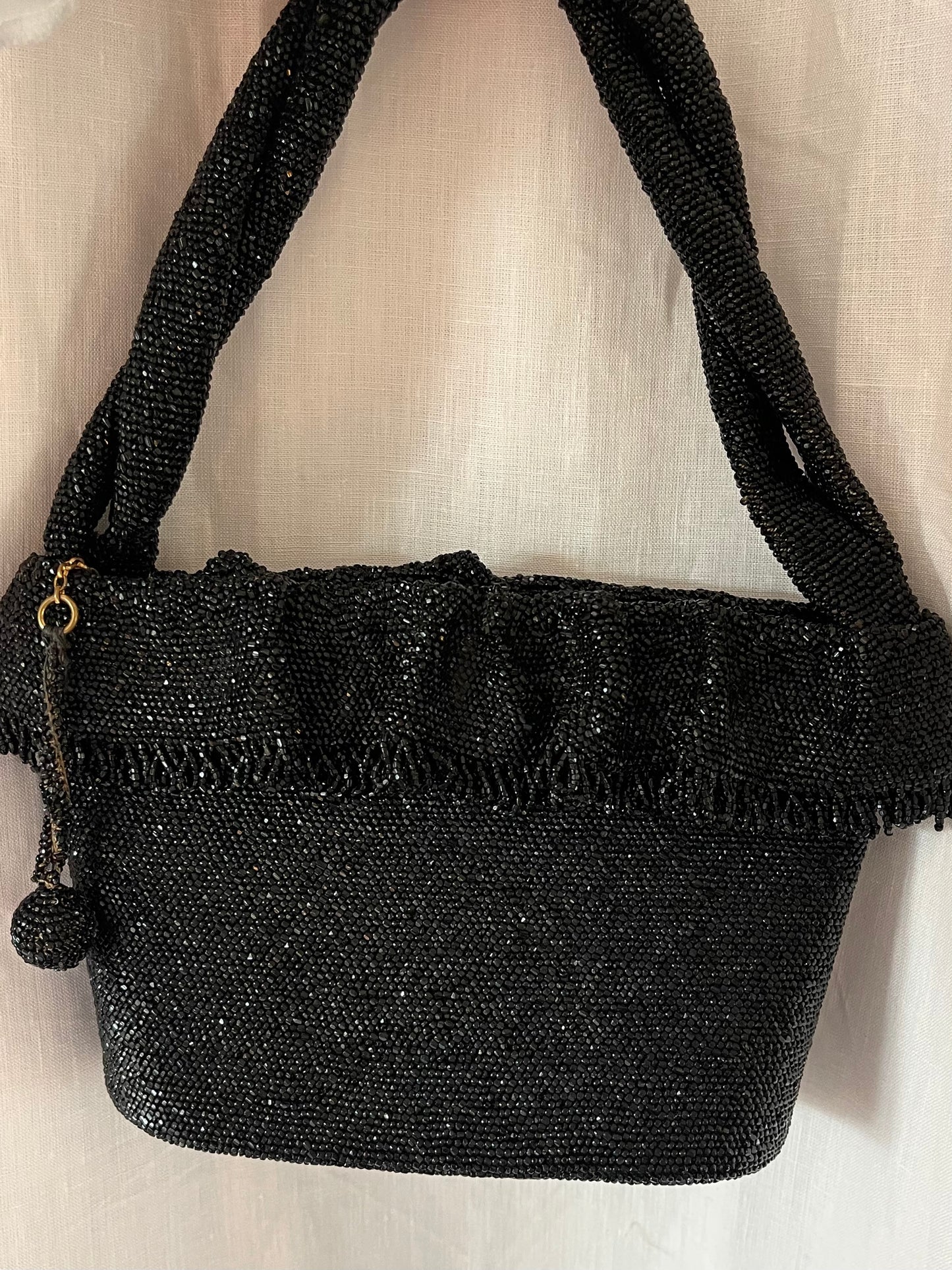 Black Beaded Vintage Purse