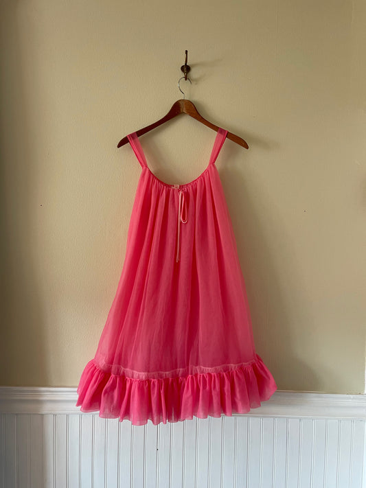 Vintage Pink Chiffon Dress Size S/M