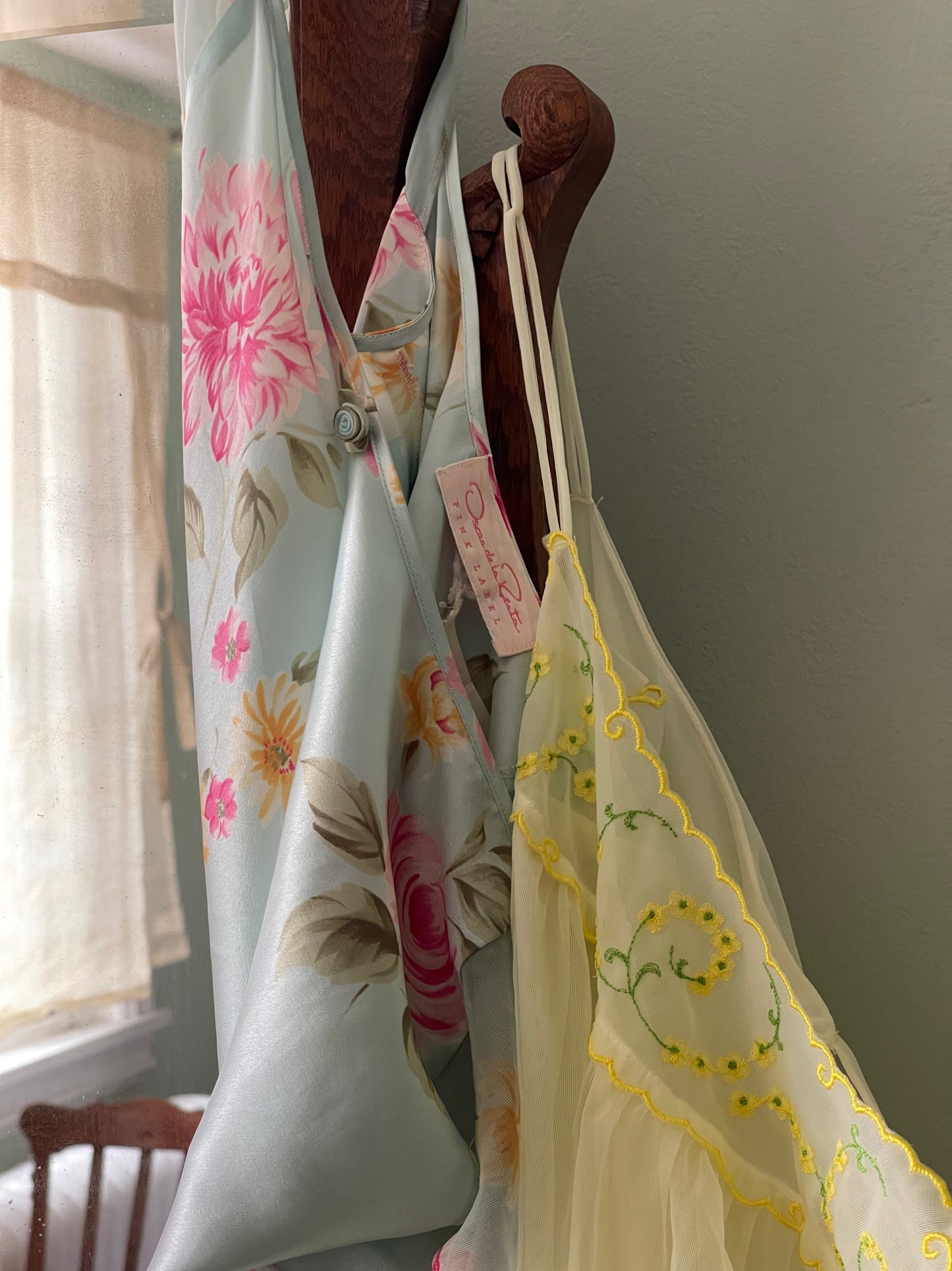 Vintage Yellow Chiffon Nightgown Set Size S
