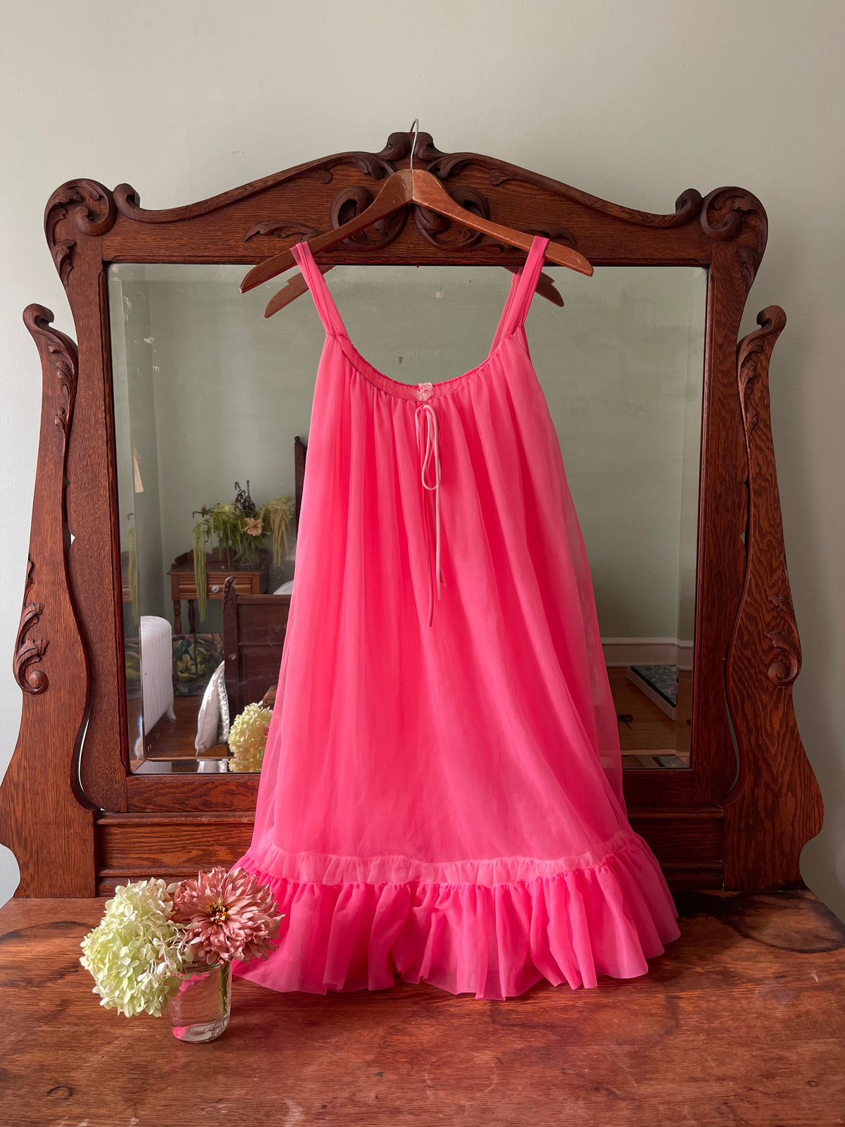 Vintage Pink Chiffon Dress Size S/M