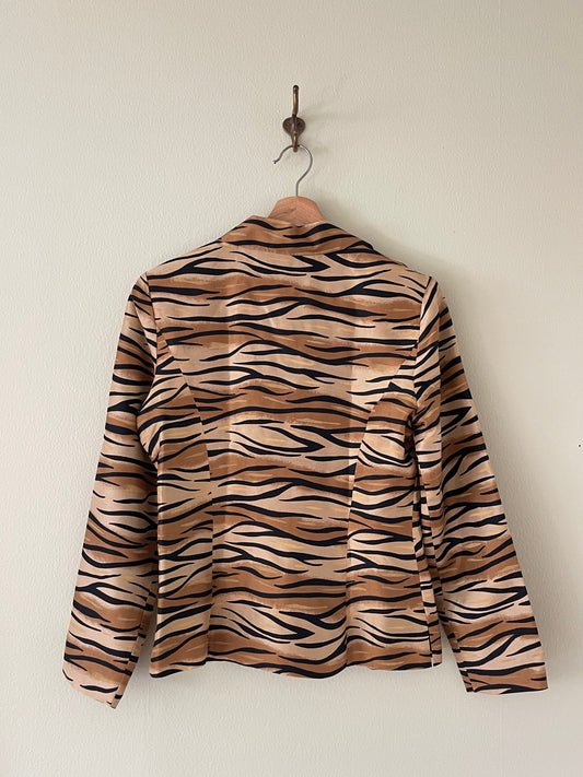 Zebra Silk Zip Up Top