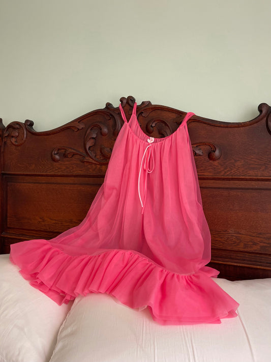 Vintage Pink Chiffon Dress Size S/M