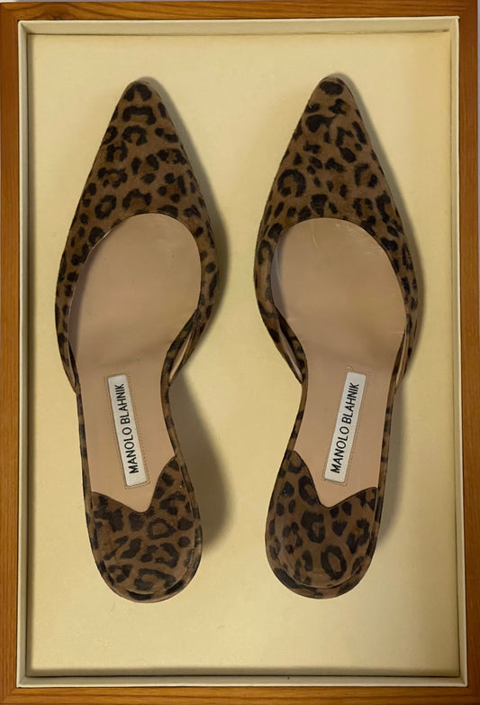Leopard Manolo Blahnik Mule Heels Size 37