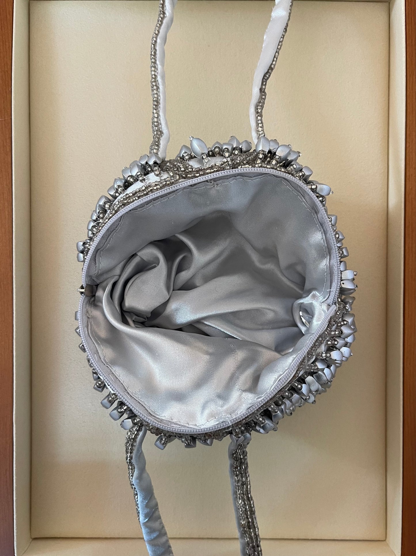 Vintage Silver Beaded Evening Bag