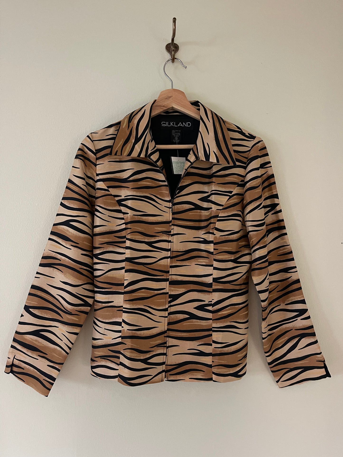 Zebra Silk Zip Up Top