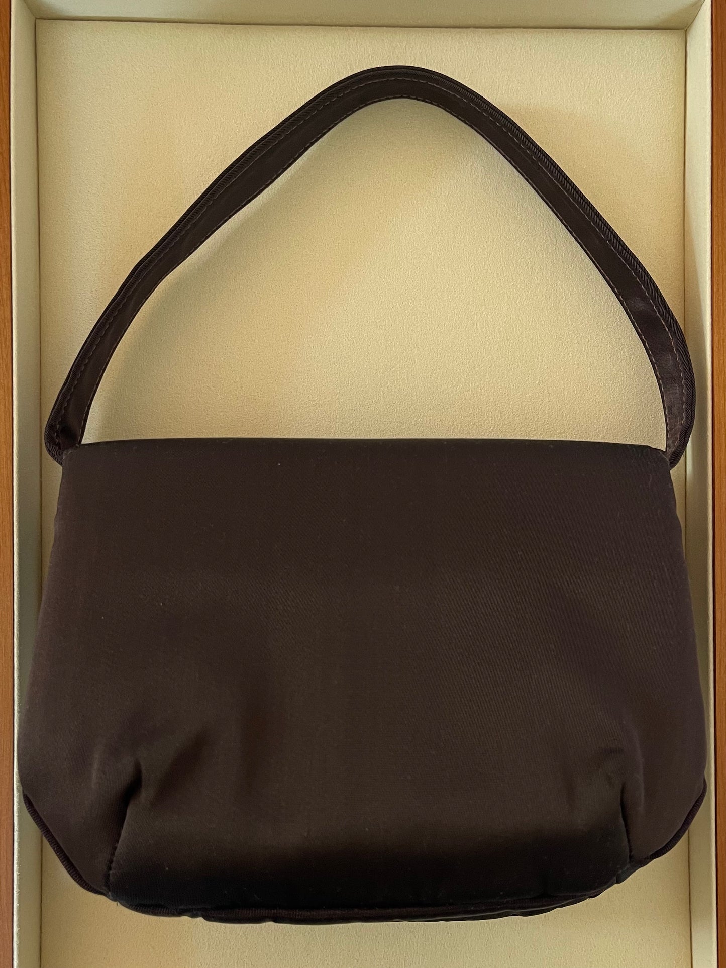 Vintage Brown Satin Evening Bag with Gold Snap Closure Detail