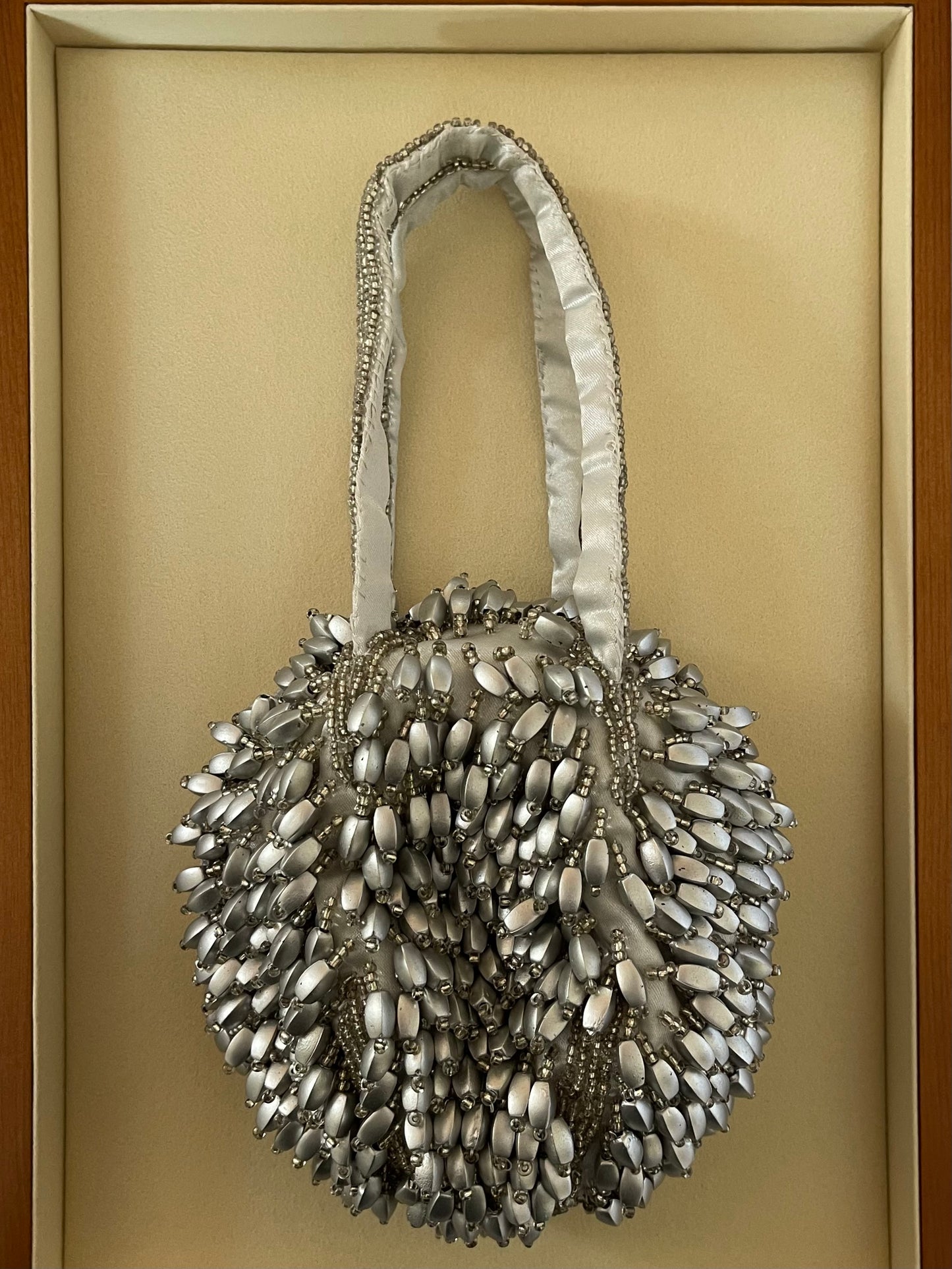 Vintage Silver Beaded Evening Bag
