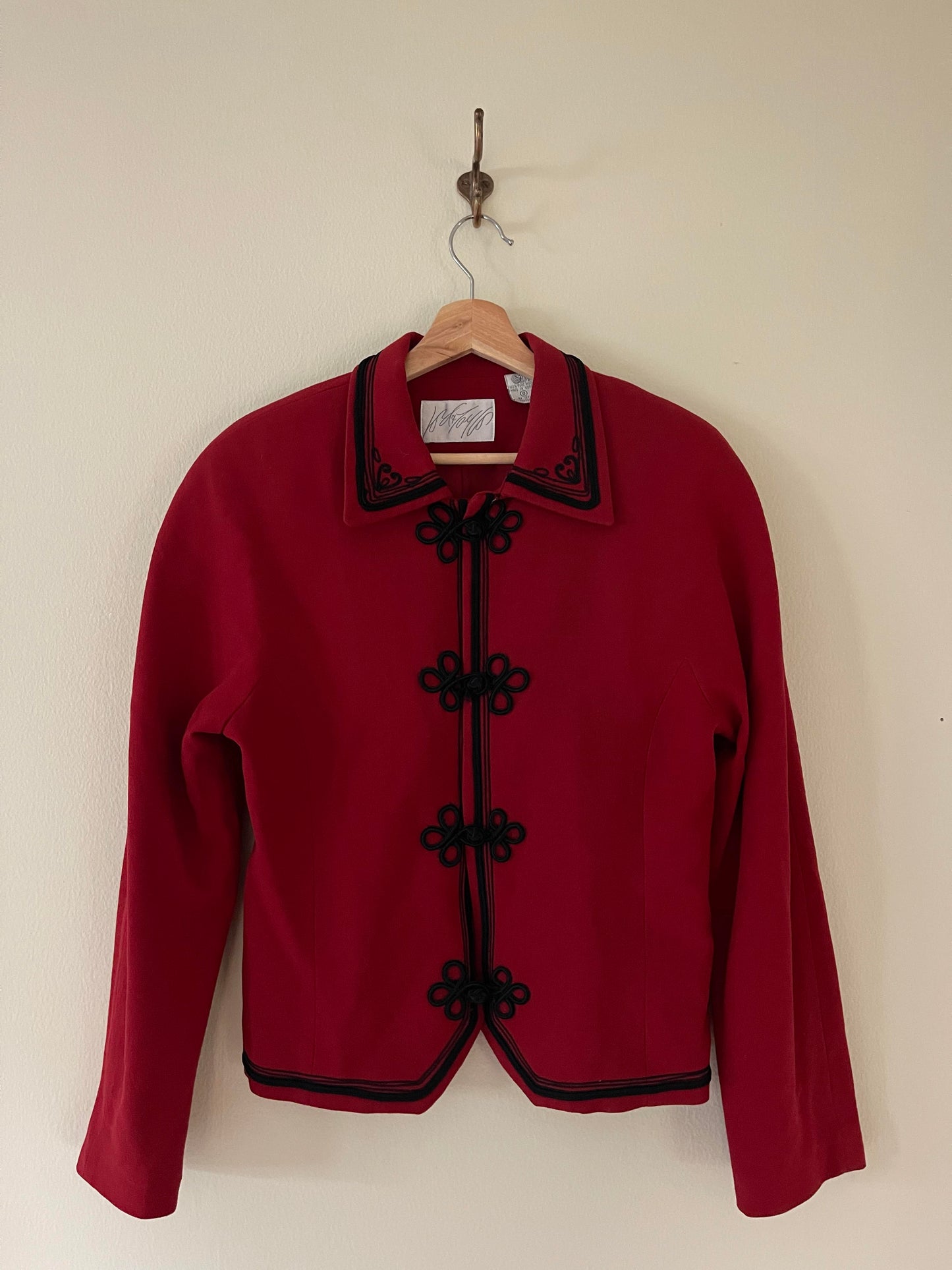 Vintage Rare Red and Black Frog Closure Jacket