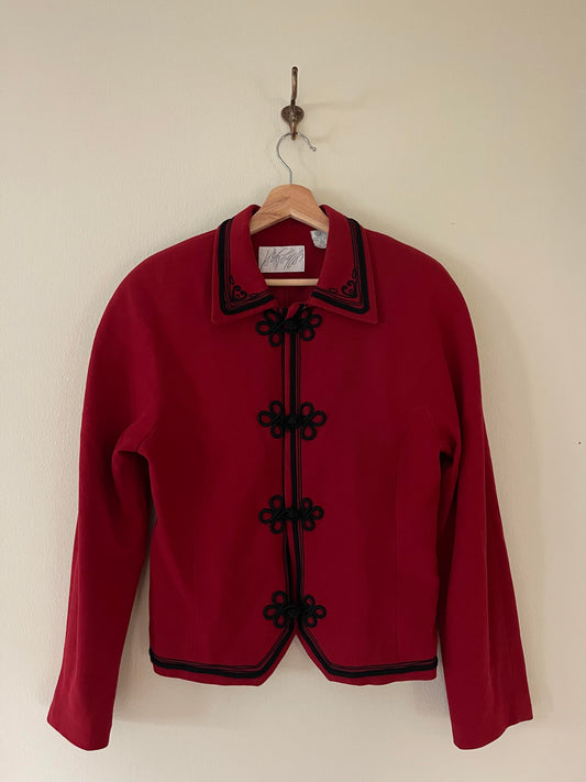 Vintage Rare Red and Black Frog Closure Jacket
